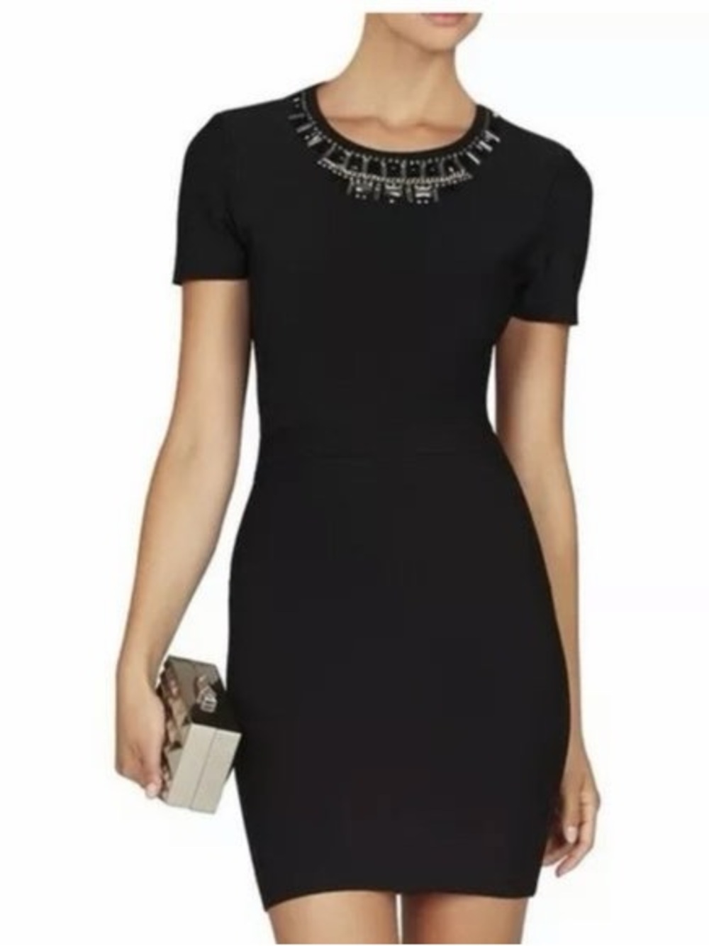 BCBGMaxAzria Kaylen embellished cutout dress